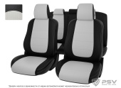 Чехлы VW Tiguan I/Golf Plus 2007-2016 г. - Передняя спинка (со стол.) черно-белая экокожа "Оригинал" УЦЕНКА (ПЯТНА НА БЕЛОЙ КОЖЕ) 
