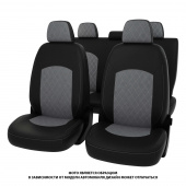 Чехлы VW Polo VI 2020-> РОМБ /отстрочка серая, черная экокожа + серая алькантара "Оригинал"