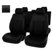 Чехлы Chevrolet Cruze I 2009-2015 г. - 5 подголовников, РОМБ/отстрочка черная, черная экокожа "Оригинал"