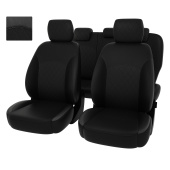 Чехлы Ford Mondeo IV 2006-2014 г. - (Titanium) РОМБ/отстрочка черная, черная экокожа "Оригинал"