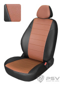 Чехлы Mitsubishi L200 рестайлинг 2013-2015 г. - чер-корич. аригон "Автопилот"