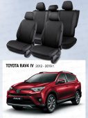 Чехлы Toyota Rav4 IV 2012-2019 г. - перфорация, черный/отстрочка черная "Статус"