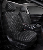 Накидки 5D PSV Len 2 FRONT (Черный/Отстрочка Белая), на передние сиденья, лен