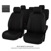 Чехлы Kia Sportage IV 2018-> Рестайлинг, 5 подголовников, черный/отстрочка красная, экокожа "Оригинал"
