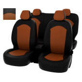 Чехлы Hyundai Solaris I 2010-2017 г. - Hb черно-св.коричневая экокожа "Оригинал"