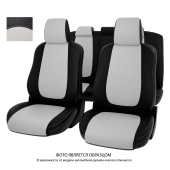 Чехлы VW Tiguan I 2007-2016 г. - Разные передние спинки, черно-белая экокожа "Оригинал"