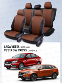 Чехлы Lada Vesta / Vesta SW Cross 2015-> перфорация, черно-коричневый "Статус"