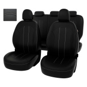 Чехлы Hyundai ix35 2010-2015 г. - черный/отстрочка белая, экокожа "Оригинал"