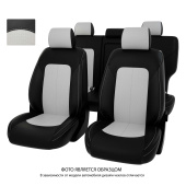 Чехлы Kia Sportage IV 2016-2018 г. - 7 подголовников, черно-белая экокожа "Оригинал"