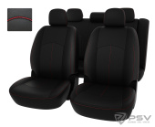 Чехлы Mitsubishi Outlander III 2012-2018 г. - черный/отстрочка красная, экокожа "Оригинал"