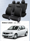 Чехлы Renault Logan I 2004-2015 г. - перфорация, черный/отстрочка черная "Статус"