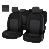 Чехлы Ford Focus II 2005-2011 г. - (Ghia, Titanium) РОМБ/отстрочка серая, черно-серая экокожа "Оригинал"