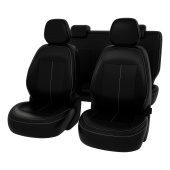 Чехлы Chevrolet Cobalt II 2011-2016 г./Ravon R4 2016-> черный/отстрочка белая, экокожа *Оригинал*
