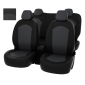 Чехлы Hyundai Solaris I 2010-2017 г. - Sd РОМБ/отстрочка серая, черно-серая экокожа "Оригинал"