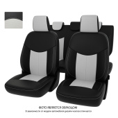 Чехлы Skoda Fabia II 2007-2014 г. - черно-белая экокожа *Оригинал*