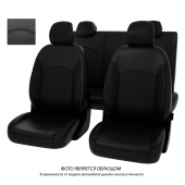 Чехлы Hyundai Solaris II/Kia Rio IV 2017->  Sd (Active) сплошная спинка, черный/отстрочка черная, экокожа "Оригинал"