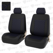 Чехлы PSV Elegant Next 2 FRONT (Черный/Ромб синий/отстрочка синяя), ромб + экокожа