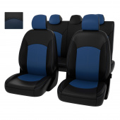 Чехлы Hyundai Solaris II/Kia Rio IV 2017-> Sd (Comfort/Prestige) черно-синяя экокожа "Оригинал"