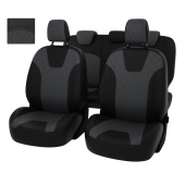 Чехлы Ford Focus III 2011-2019 г. - (Trend Sport, Titanium) РОМБ/отстрочка серая, черно-серая экокожа "Оригинал"