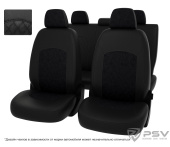 Чехлы Mitsubishi Outlander III 2018-> Рестайлинг 3,  РОМБ /отстрочка черная, черная экокожа + черная алькантара "Оригинал"