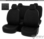 Чехлы Kia Sportage III 2010-2016 г. - подголовник активный, РОМБ /отстрочка черная, черная экокожа + черная алькантара "Оригинал"