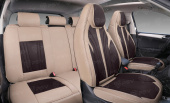 Накидки 5D PSV Sport (Бежево-Т.Коричневый), комплект на весь салон, экокожа + текстиль