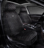 Накидки 5D PSV Velur 2 FRONT (Черный/Отстрочка Красная), на передние сиденья, велюр 