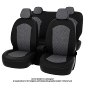 Чехлы Toyota Camry XV40 2006-2011 г. - РОМБ /отстрочка серая, черная экокожа + серая алькантара "Оригинал"
