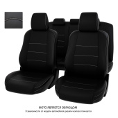 Чехлы VW Tiguan I 2007-2016 г. - Разные передние спинки, черная/отстрочка белая, экокожа "Оригинал"