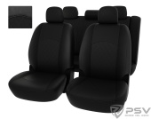 Чехлы Mitsubishi Lancer IX 2000-2010 г. - Sd, РОМБ/отстрочка черная, черная экокожа *Оригинал*