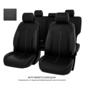 Чехлы Kia Sportage IV 2016-2018 г. - 7 подголовников, черный/отстрочка белая, экокожа "Оригинал"