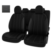 Чехлы Hyundai i30 II 2011-2017 г. - черный/отстрочка белая, экокожа "Оригинал"