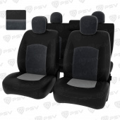 Чехлы Renault Duster/Sandero I 2010-2015 г. - деленная спинка, черная экокожа + серый велюр *Оригинал*