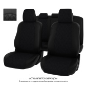 Чехлы Peugeot 308 I 2007-2015 г. - Hb РОМБ /отстрочка черная, черная экокожа + черная алькантара "Оригинал"
