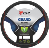 Оплетка на руль PSV GRAND  (Черный/Отстрочка красная) S,экокожа
