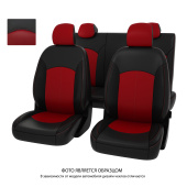 Чехлы Mitsubishi ASX I 2010-> черно-красная экокожа "Оригинал"