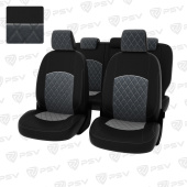 Чехлы Ford Focus III 2011-2019 г. - (Trend Sport, Titanium) РОМБ/ отстрочка серая, черная экокожа + серый велюр "Оригинал"
