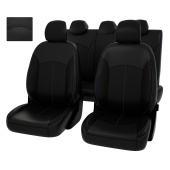 Чехлы Hyundai Solaris II/Kia Rio IV 2017-> Sd (Comfort/Prestige) черный/отстрочка синяя, экокожа "Оригинал"