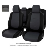Чехлы Mitsubishi Lancer X 2011-2017 г. - Рестайлинг, Sd, черно-серый экокожа "Оригинал"