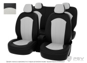 Чехлы Kia Sportage III 2010-2016 г. - подголовник активный, черно-белая экокожа "Оригинал"