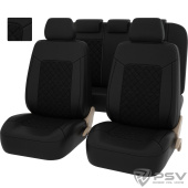Чехлы PSV Elegant Next (Черная экокожа + черная алькантара), ромб