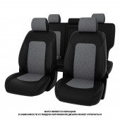 Чехлы Kia Sportage IV 2016-2018 г. - 7 подголовников, РОМБ /отстрочка серая, черная экокожа + серая алькантара "Оригинал"