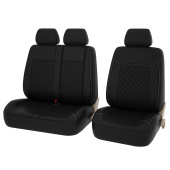 Чехлы PSV Elegant Next TRANSIT (Черный/отстрочка белая), ромб + экокожа
