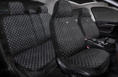 Накидки 5D PSV Len Sport (Черный/Отстрочка Белая), комплект на весь салон, лен 