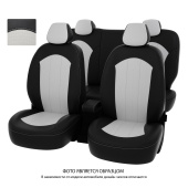 Чехлы Kia Rio III 2011-2017 г. - Hb черно-белая экокожа "Оригинал"