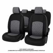 Чехлы Mazda 3 III 2013-2019 г. - Sd РОМБ /отстрочка серая, черная экокожа + серая алькантара "Оригинал"