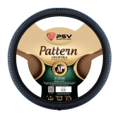 Оплетка на руль  PSV PATTERN Fiber (Черный/Отстрочка синяя) M, экокожа
