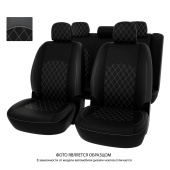 Чехлы Toyota Camry XV70 2017-> РОМБ/отстрочка белая, черная экокожа "Оригинал"