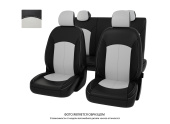 Чехлы Peugeot 308 I 2007-2015 г. - Hb черно-белая экокожа "Оригинал"