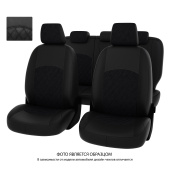 Чехлы Opel Zafira B 2005-2014 г. - РОМБ /отстрочка черная, черная экокожа + черная алькантара "Оригинал"